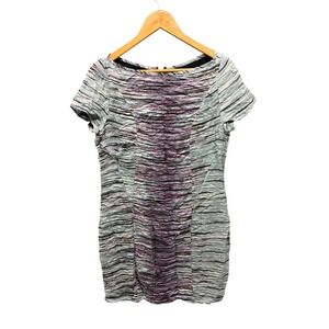 Brian Reyes Dress Women's Size 6 Made in Italy 100% Silk Multicolor Ruched Short